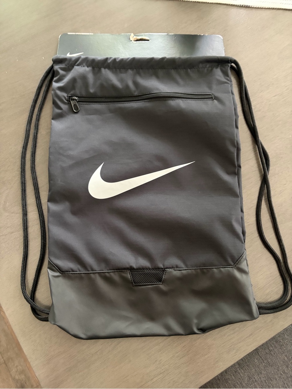 Nike Black Drawstring Backpack with White Swoosh NEW